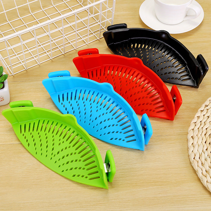 Silicone Clip-on Pot Pan Bowl Funnel Oil Strainer Creative Rice Washing Colander for Draining Liquid Fits All Pot Size HOME