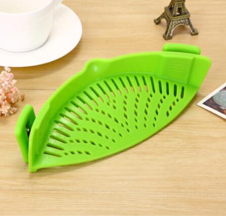 Silicone Clip-on Pot Pan Bowl Funnel Oil Strainer Creative Rice Washing Colander for Draining Liquid Fits All Pot Size HOME