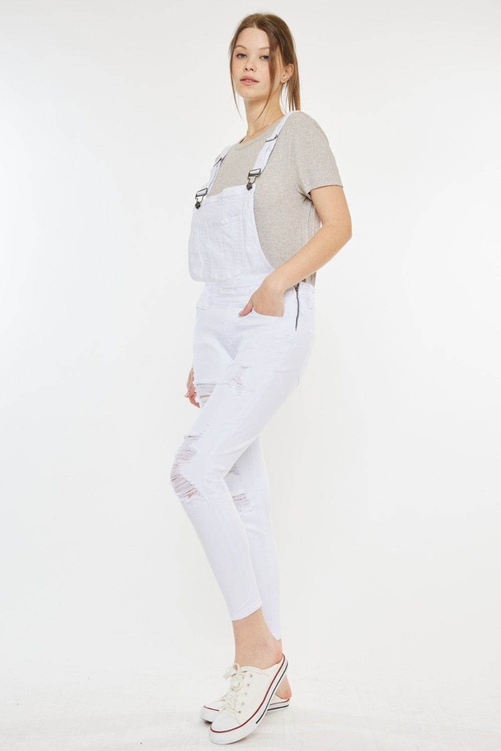 Kancan Distressed Skinny Denim Overalls Bottom wear