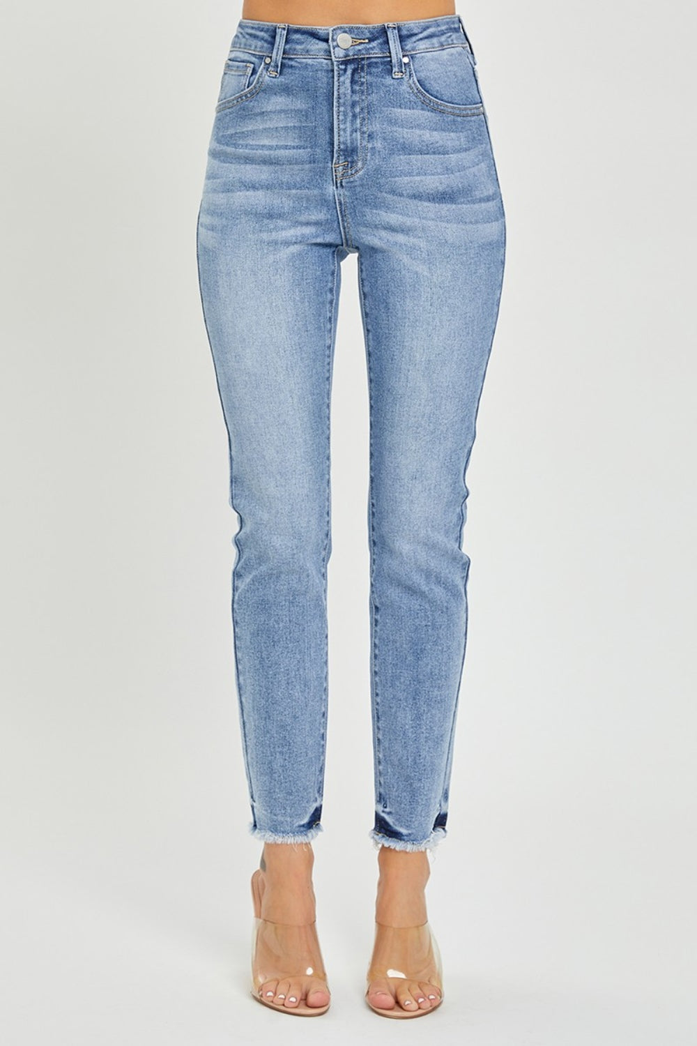 RISEN Full Size High Rise Frayed Hem Skinny Jeans Bottom wear