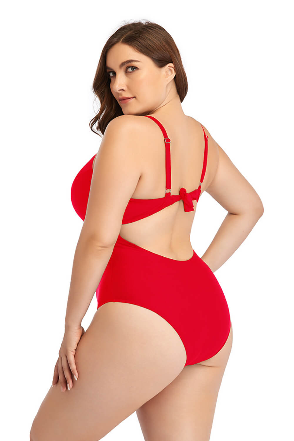 Plus Size Spliced Mesh Tie-Back One-Piece Swimsuit apparel & accessories