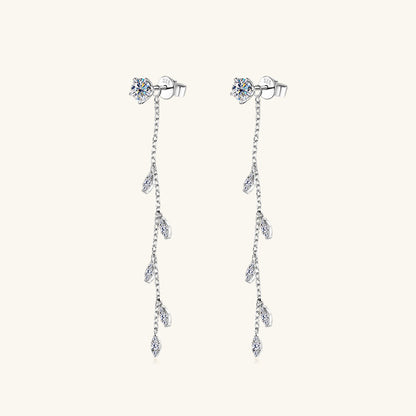 1.38 Carat Moissanite Sterling Silver Leaf Earrings Jewelry