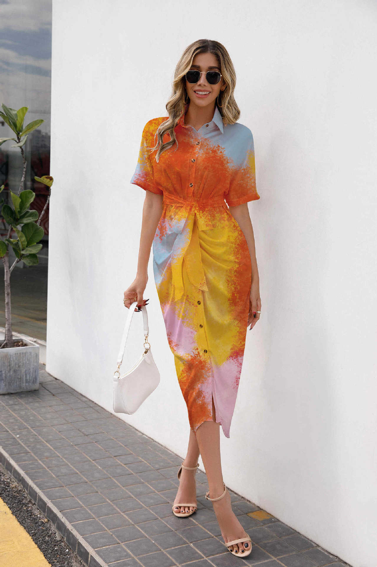 Spring Summer Fashion Print  Shirt Dress apparel & accessories