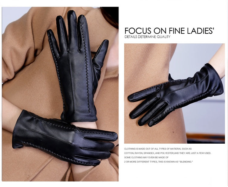 Fashionable Ladies Thick Warm Leather Gloves apparels & accessories