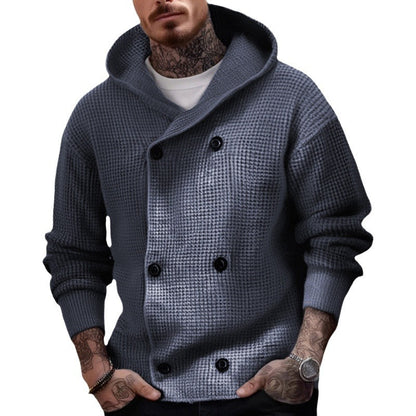 Double Breasted Thickened Hooded Sweater Coat men's clothing