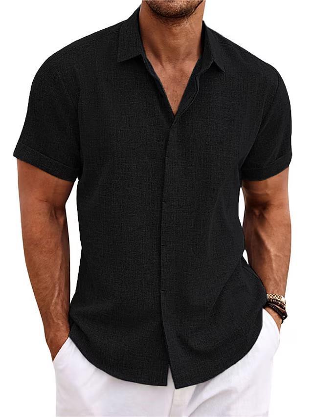 Men's Solid Color Loose Linen Short-sleeved T-shirt apparel & accessories