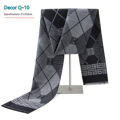 Men's Striped Winter Warm Artificial Cashmere Scarf Men's Scarves