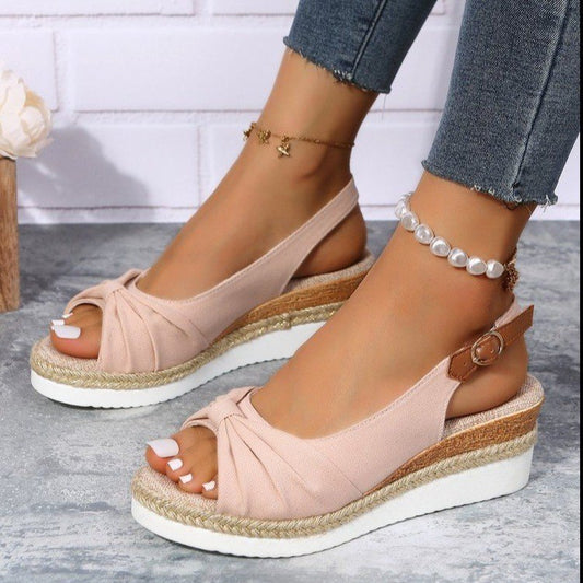Bow Shoes Summer Peep Toe Platform Sandals Buckle Daily Casual Shoes Shoes & Bags