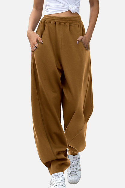 Elastic Waist Sweatpants with Pockets apparel & accessories