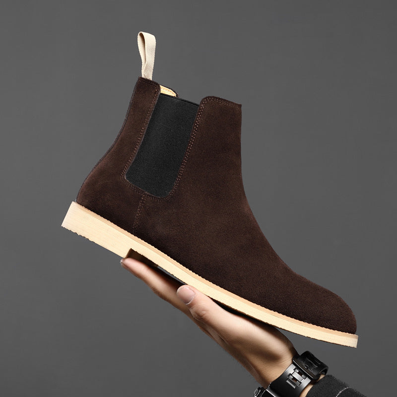 Boots Pointed Toe British Martin Boots Men's Nubuck Leather High-top Ankle Boots Shoes & Bags