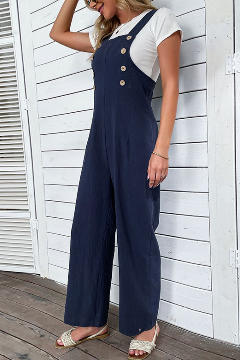 Light Up Your Life Buttoned Straight Leg Overalls apparel & accessories