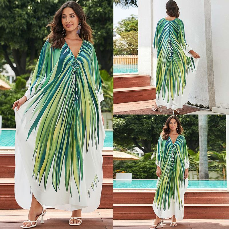 European And American Printed Chest Woven Beach Cover-up apparel & accessories