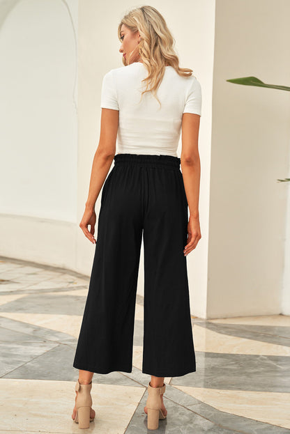 Drawstring Paperbag Waist Wide Leg Pants apparel & accessories