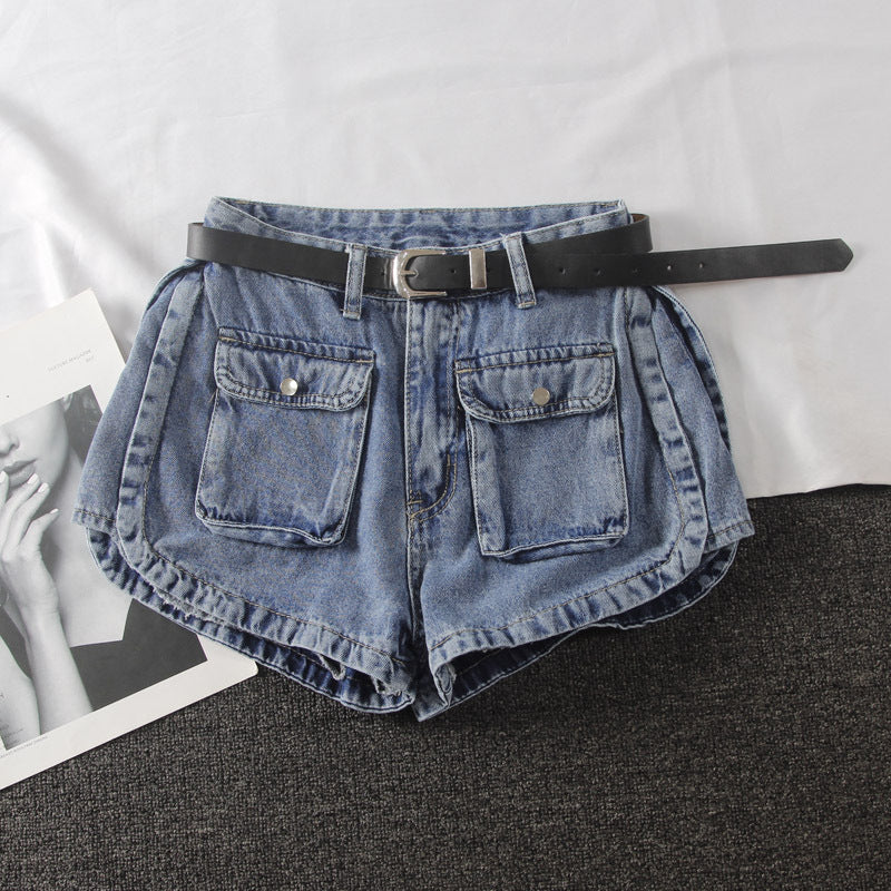 Washed white small pocket denim shorts apparel & accessories