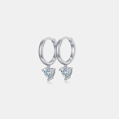 Moissanite Sterling Silver Heart Earrings Jewelry