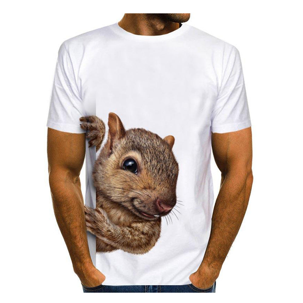 T-shirt 3D Printing Animal Print T-shirt Cute Top men's clothing