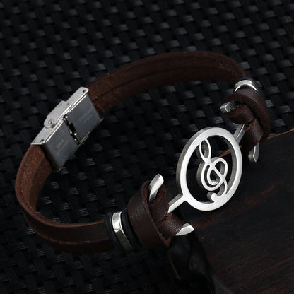 Stainless Steel Music Symbol Bracelet Men's Hand Jewelry Jewelry