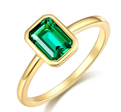 Female 925 Pure Women's Emerald Ring Jewelry