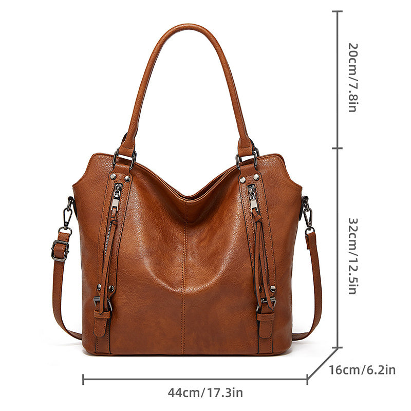 Double Zipper Design Tote Bag Large Capacity Shoulder Crossbody Bag For Women Handbags Shoes & Bags