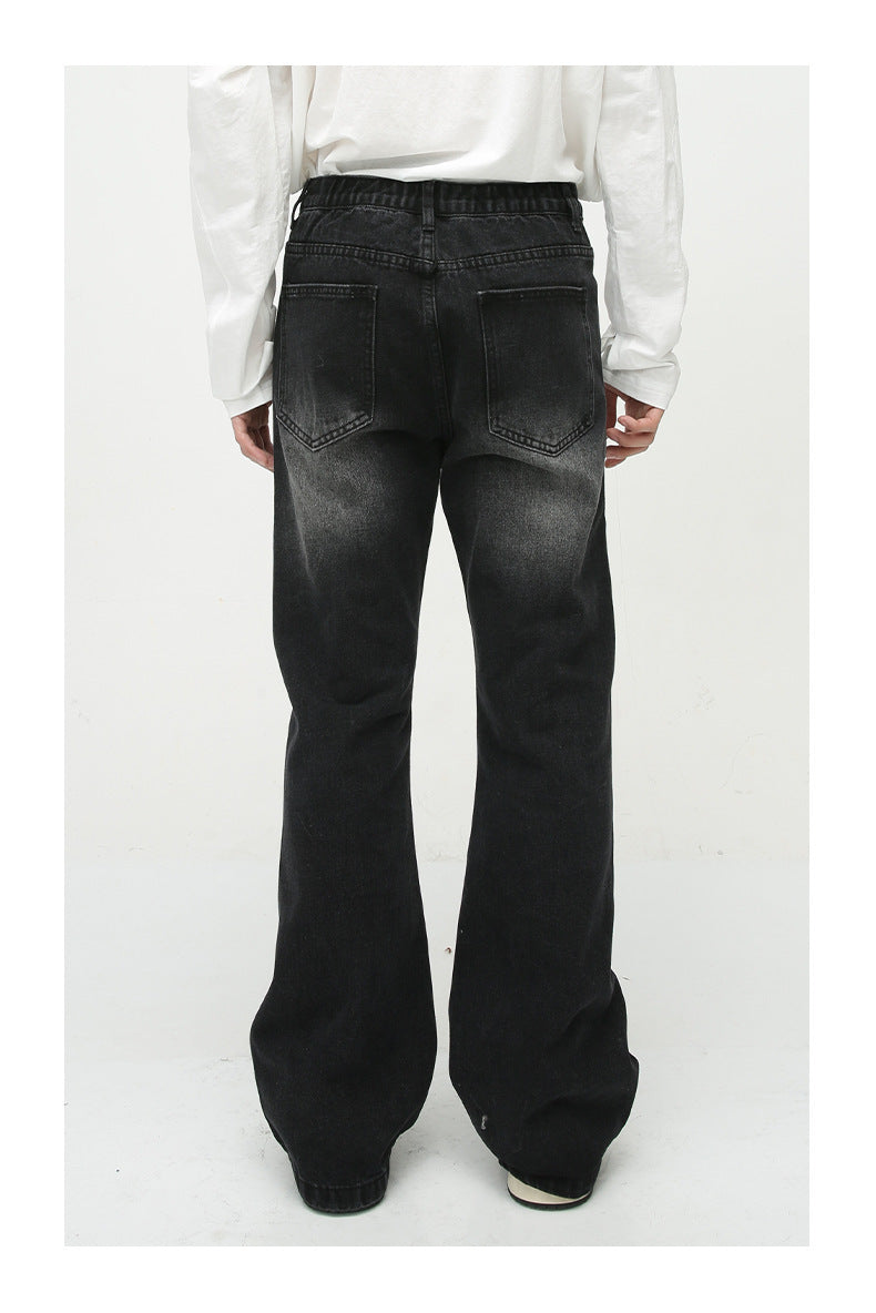 Loose Washed-out Slightly Flared Jeans men's clothing