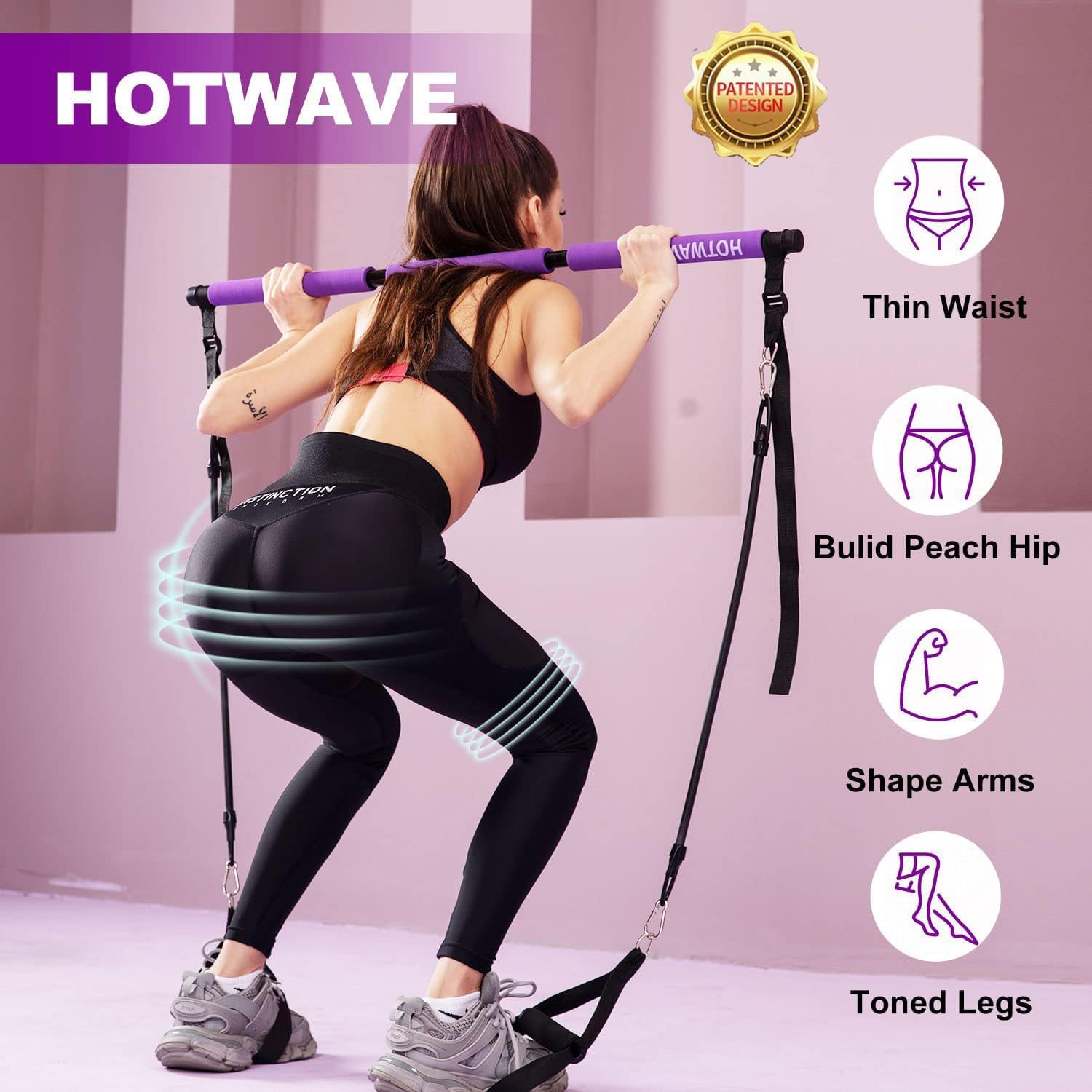 Pilates Bar Kit With Resistance Bands. Fitness Bar With Ab Roller 5