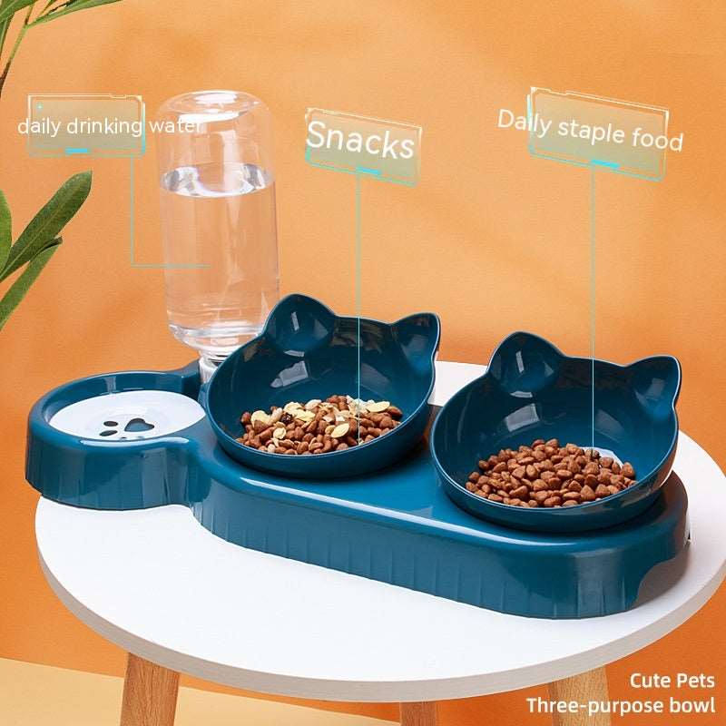 Plastic Double Anti Roll  Bowl For Cats Pet food bowl