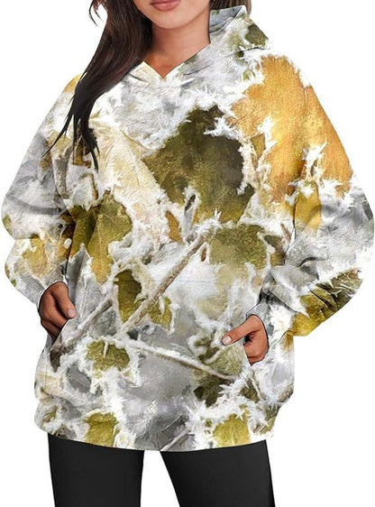 Women's Camouflage Hoodie Maple Leaf Print Oversized apparels & accessories