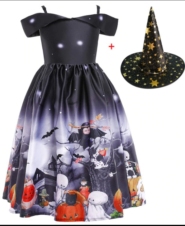 Halloween Princess Dress Printed Mesh halloween