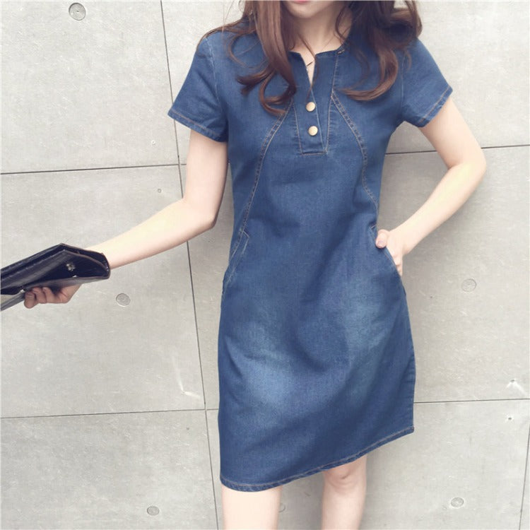 Women's Casual Mid-length Denim Dress apparel & accessories