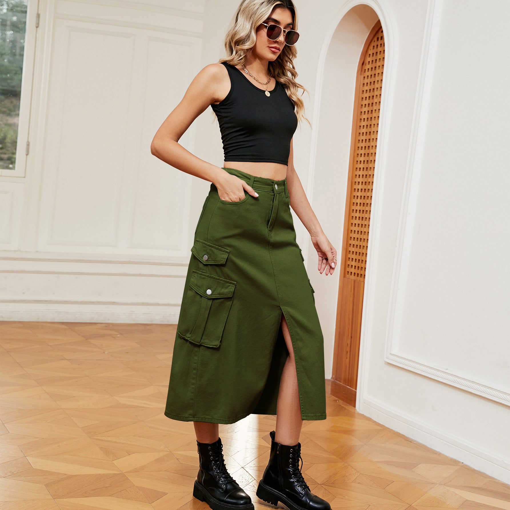 Women's Denim Cargo Pants Casual Skirt apparels & accessories