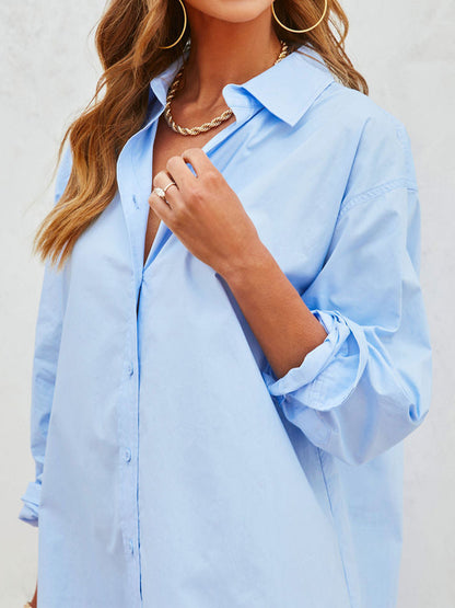 Button Up Long Sleeve Mini Shirt Dress apparel & accessories