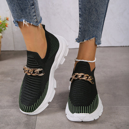 Women Breathable Casual Soft Sole Walking Slip On Flat Shoes Shoes & Bags