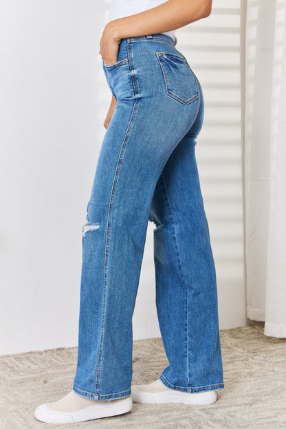 Judy Blue High Waist Distressed Straight-Leg Jeans apparel & accessories