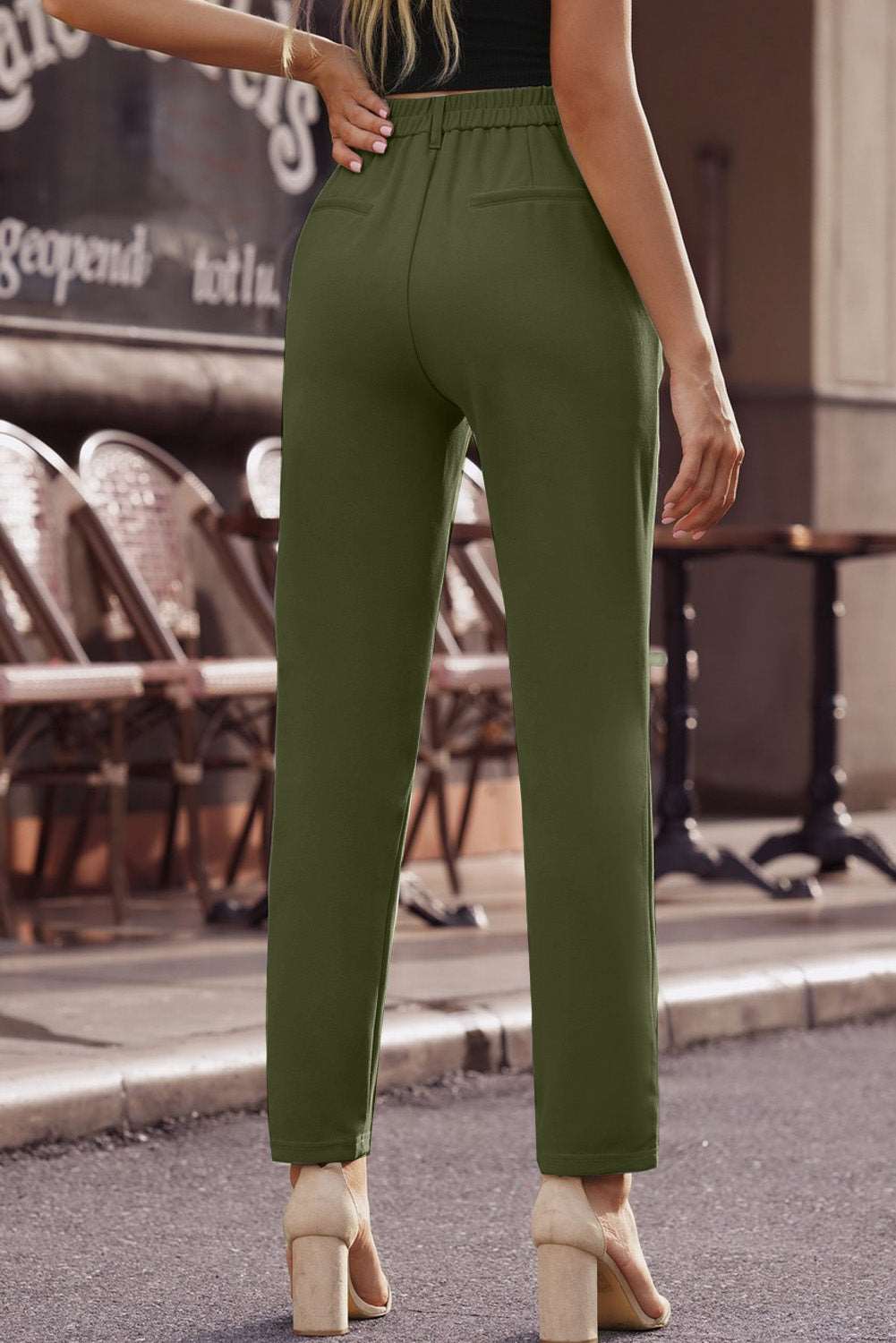 Ankle-Length Straight Leg Pants with Pockets apparel & accessories