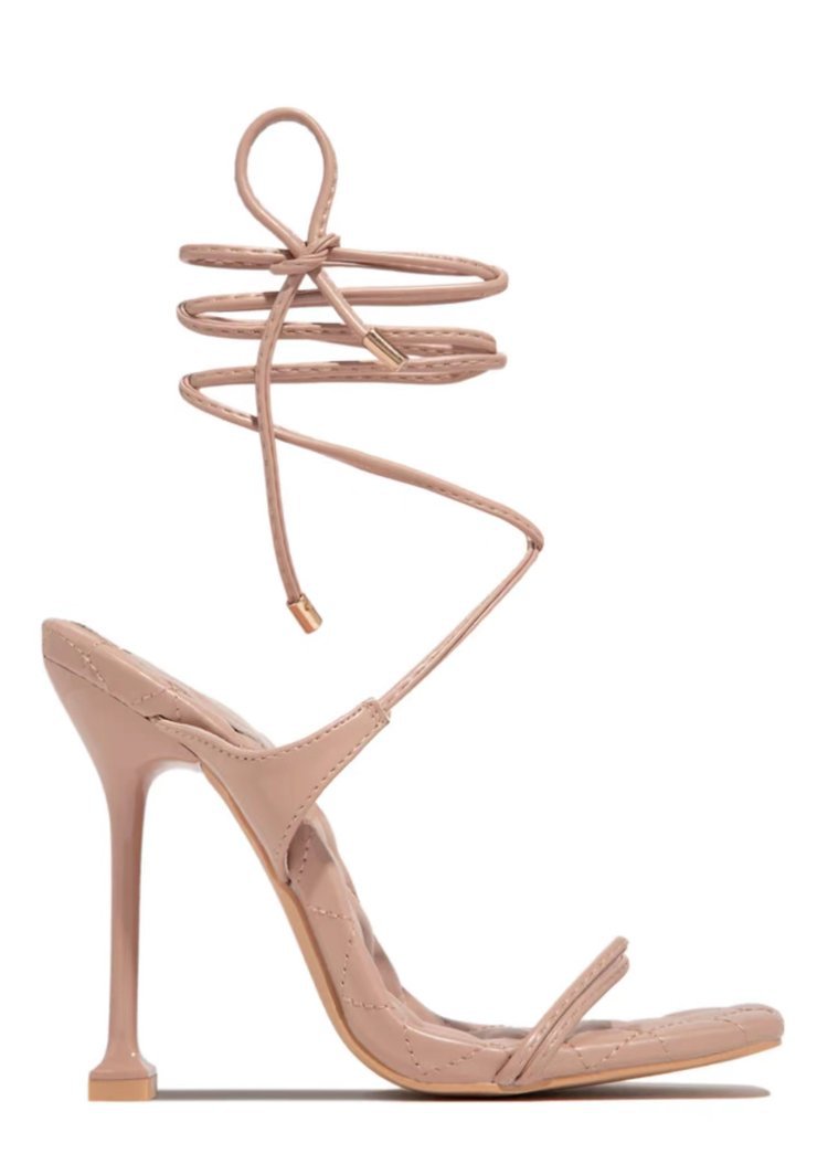 Women's Fashion Square Head High Heeled Spaghetti Strap Sandals Shoes & Bags