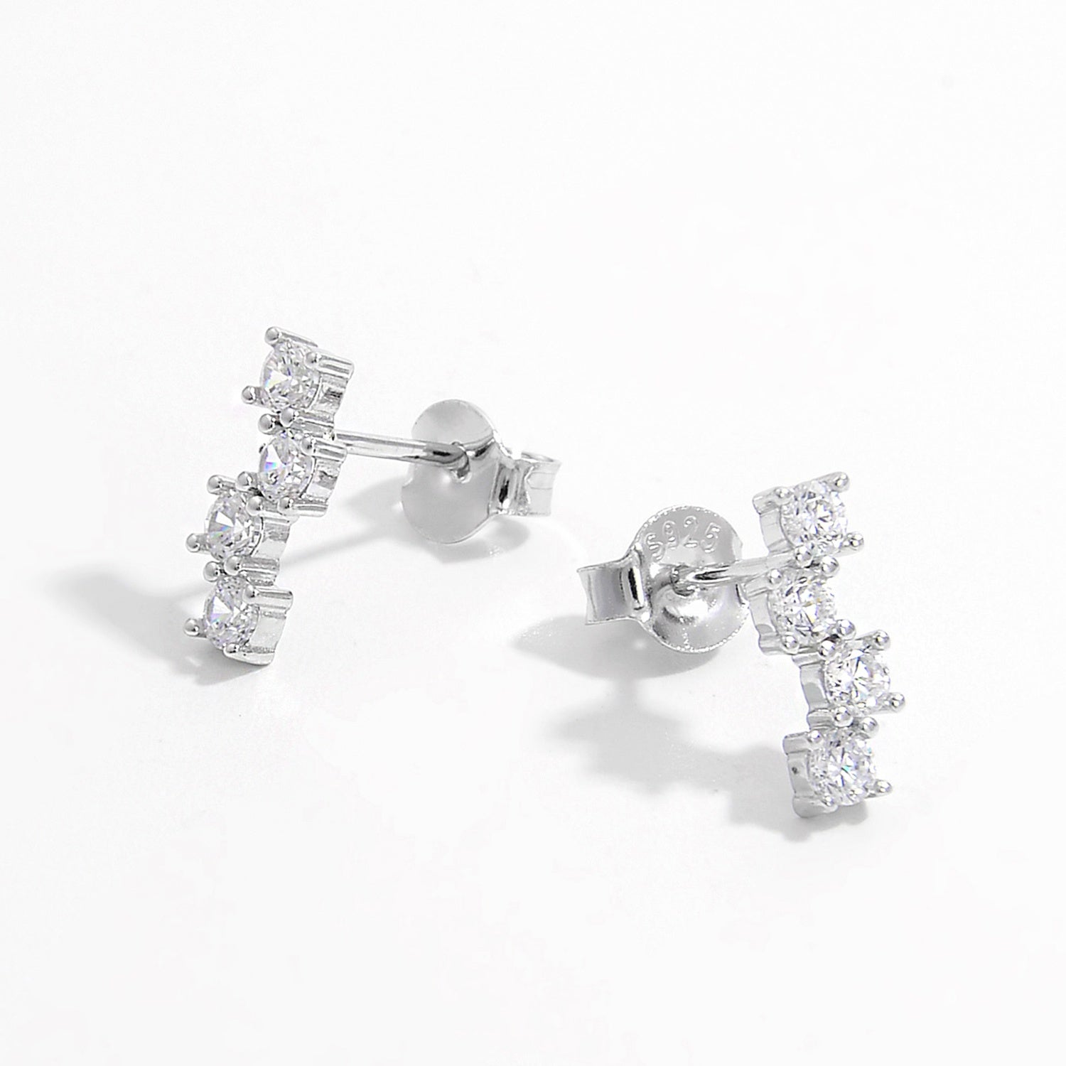 925 Sterling Silver Inlaid Zircon Stud Earrings apparel & accessories