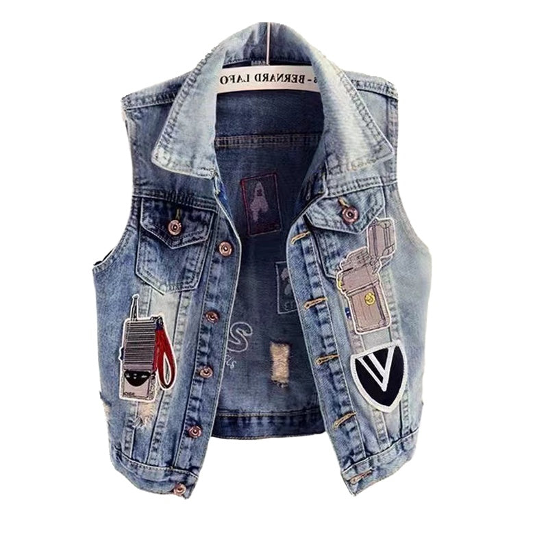 Women's Short Slim Denim Vest Personalized apparels & accessories