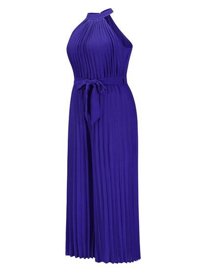 Cutout Tied Pleated Sleeveless Jumpsuit Dresses & Tops