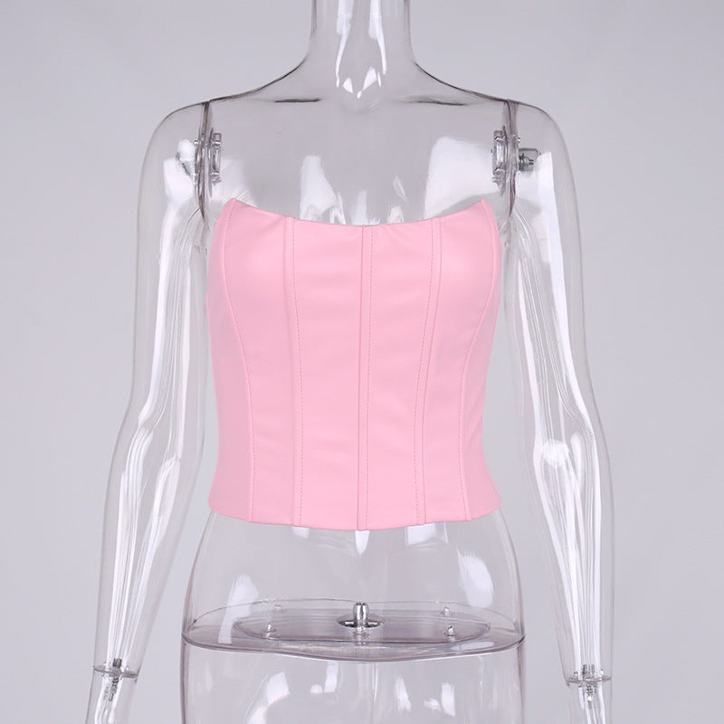 Fishbone Off-the-shoulder Collar Wrap Chest Vest Top Women apparels & accessories