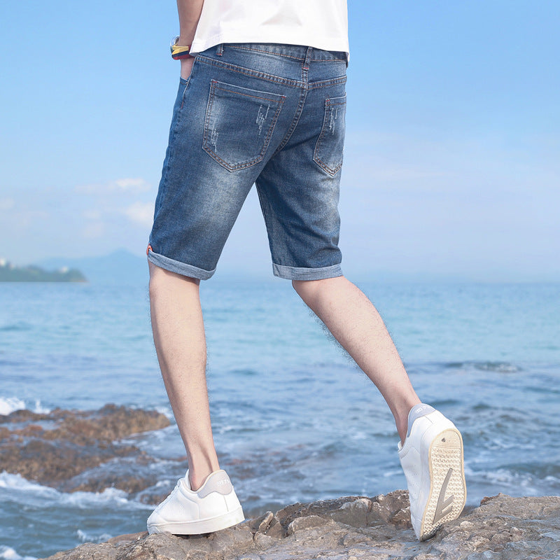 Men's Slim Fit Elastic Denim Shorts apparel & accessories