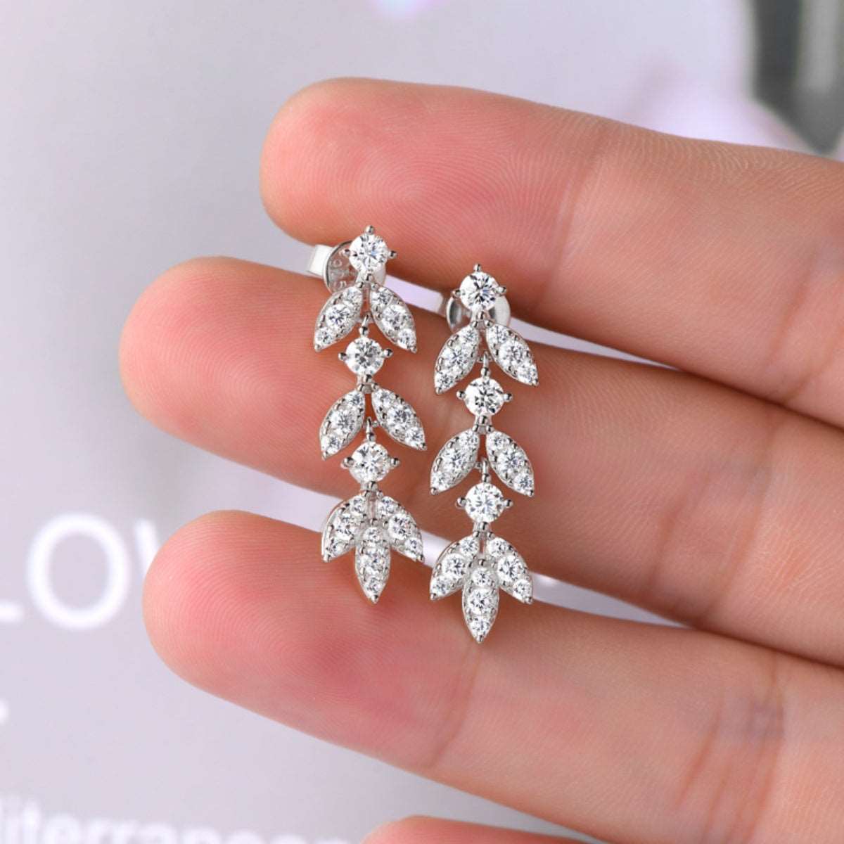 925 Sterling Silver Moissanite Leaf Earrings apparel & accessories