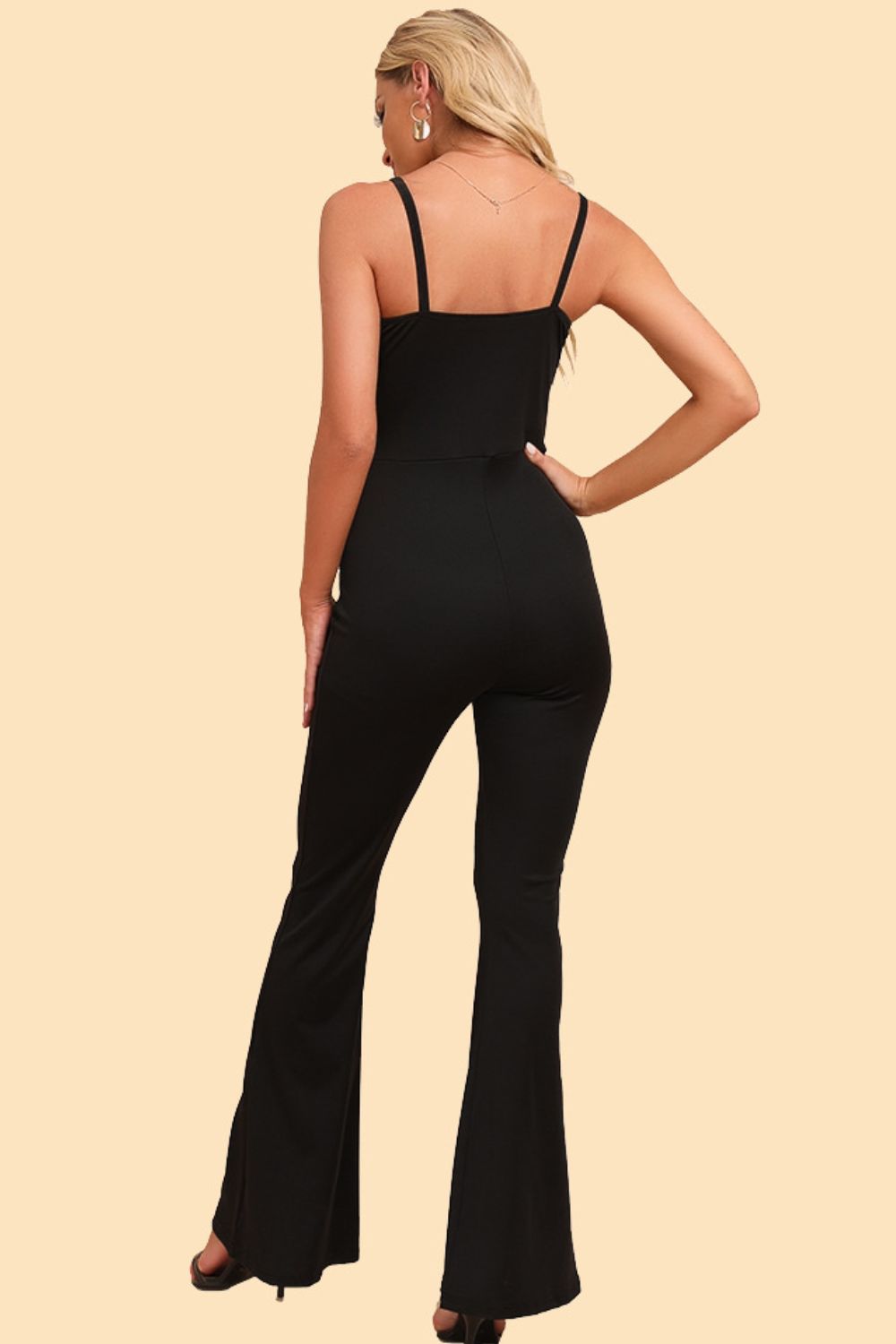 Spliced Mesh Spaghetti Strap Jumpsuit apparels & accessories