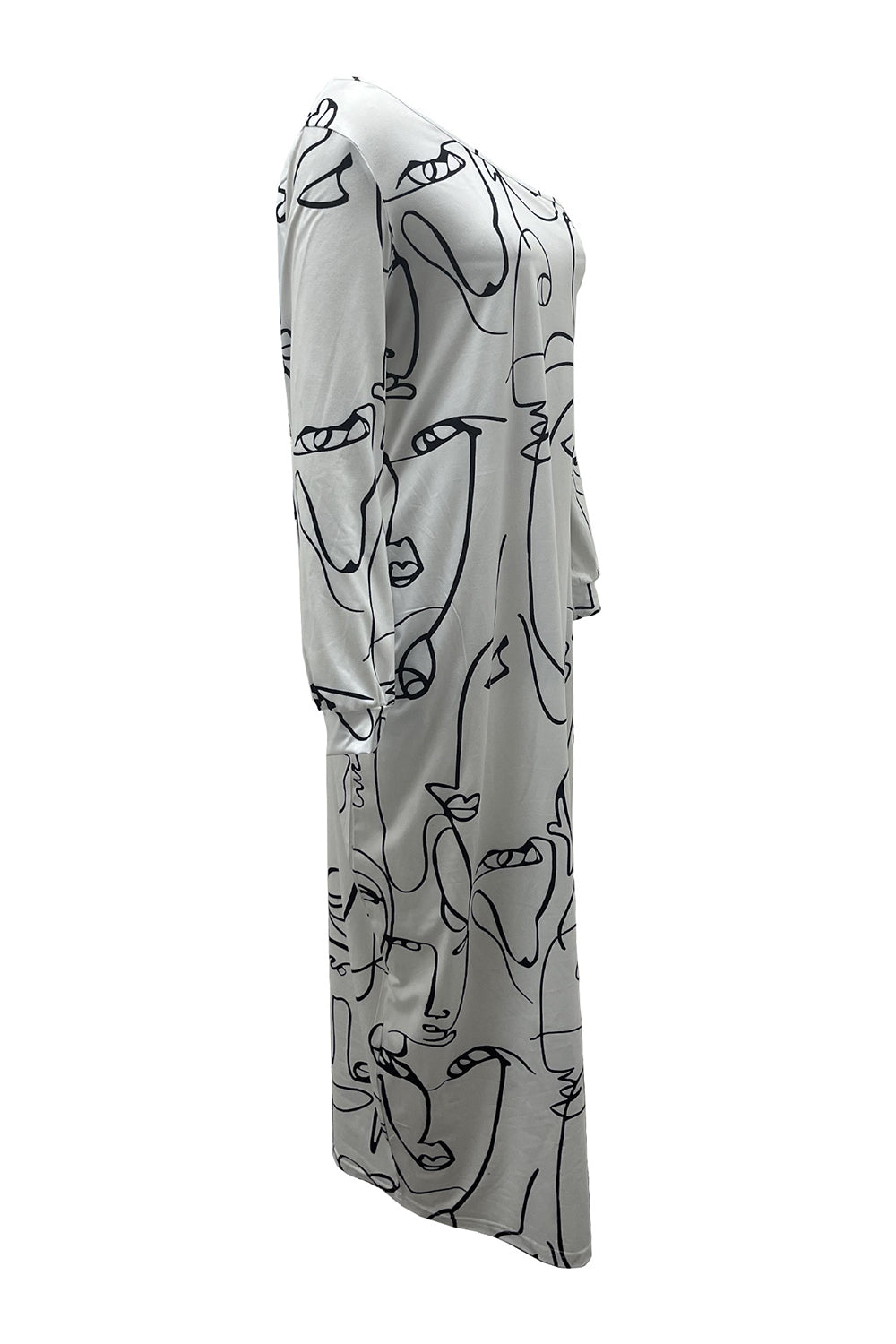 Printed Single Shoulder Lantern Sleeve Maxi Dress apparel & accessories