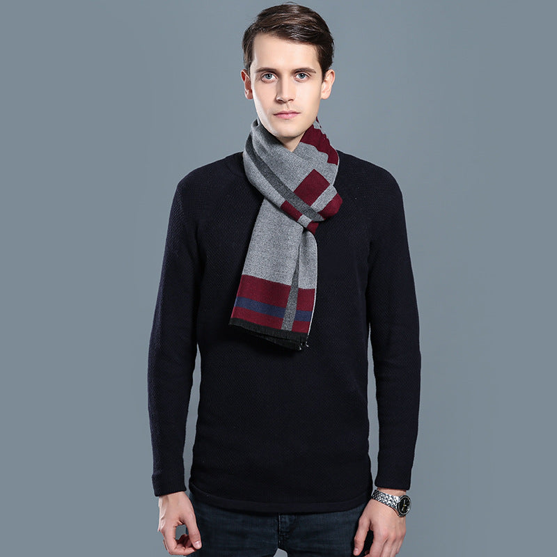 Simple Plaid Warm Keeping Artificial Cashmere Scarf Men's Scarves