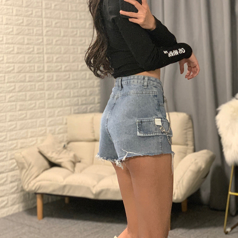 High-waisted jeans wide-leg raw shorts apparels & accessories