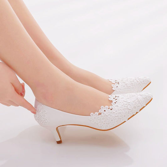 Women's Fashion Simple Lace Flower Wedding Shoes Shoes & Bags