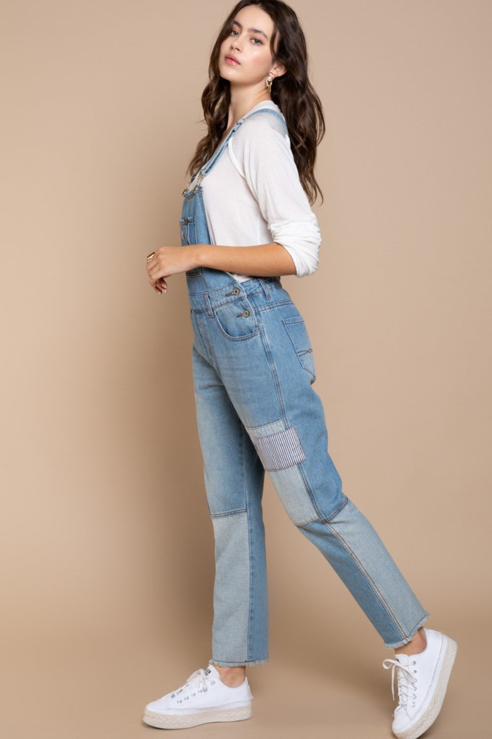 POL Front Chest Zipper Slim Leg Denim Overalls apparel & accessories