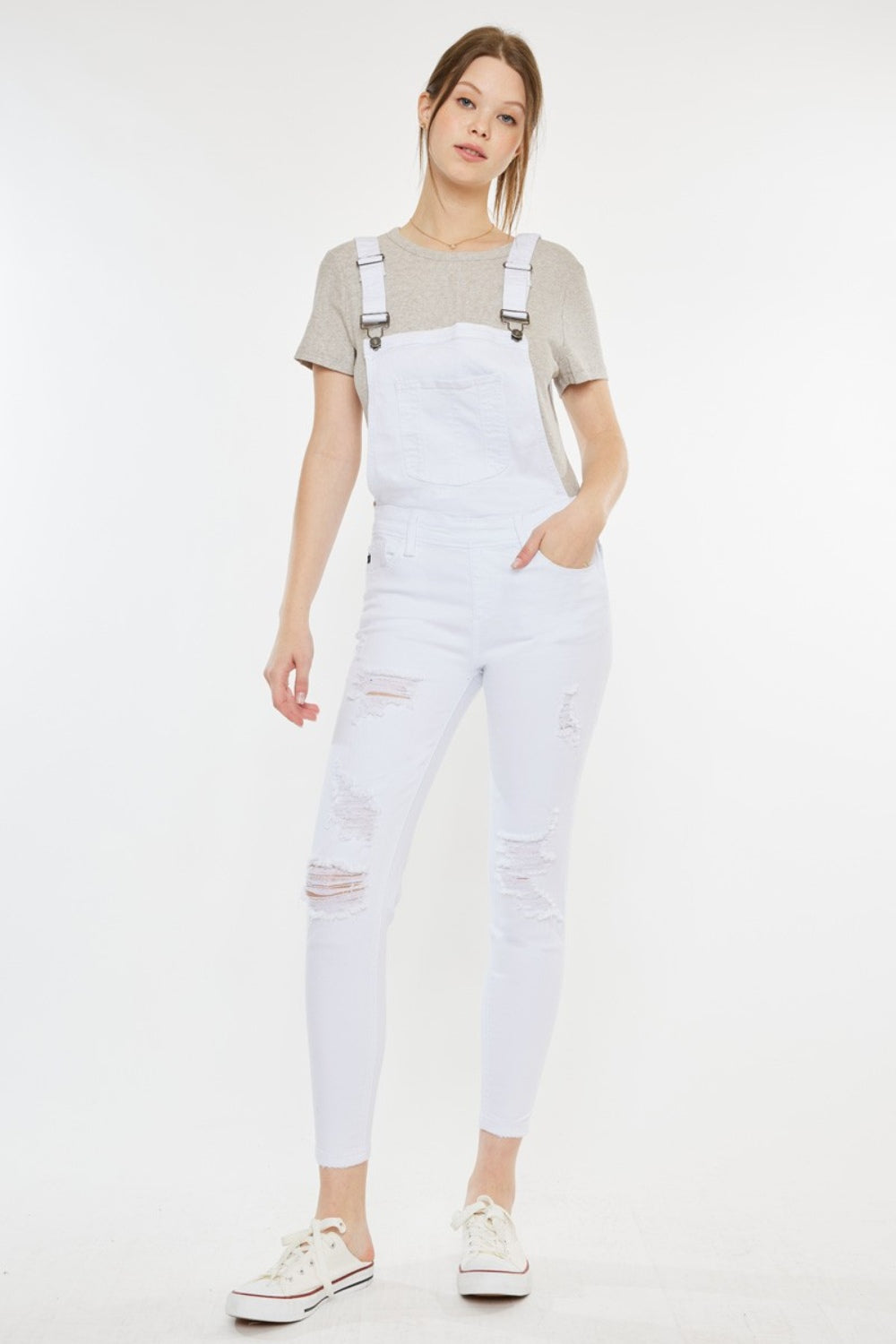 Kancan Distressed Skinny Denim Overalls Bottom wear