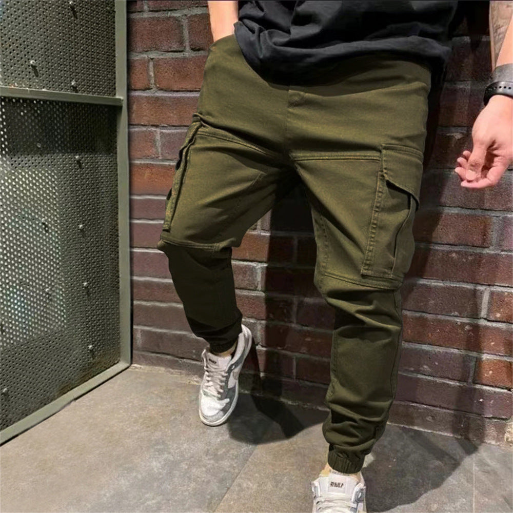 Mens Sports Pants With Pockets Casual Cargo Trousers men's clothing