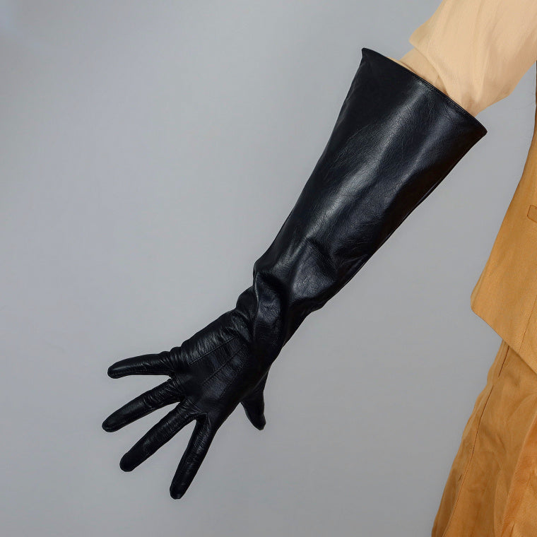 Patent Leather Long Gloves 50cm Large Sleeves Puff Sleeves apparels & accessories